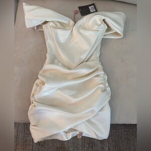 House of CB Elegant Cream Off-Shoulder Dress